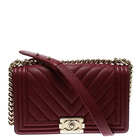 burgundy chanel boy bag